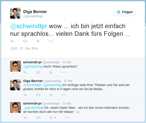 Screenshot des Twittergesprächs