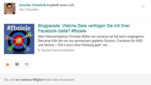 Beispielartikel im Newsfeed von Xing