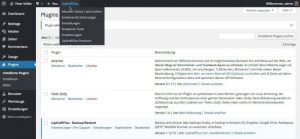 das Menü von UpdraftPlus im Backend