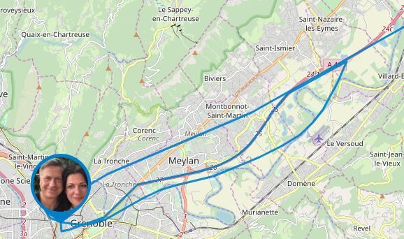 Detailkarte von Gunnars Irrfahrten um Grenoble
