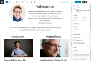 Screenshot Bearbeitunsbackend der Startseite