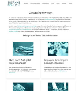 Screenshot einer Themenseite mit Hauptüberschrift, zwei Textabsätzen mit Links, Zwischenüberschrift und vier Beitragsvorschauen
