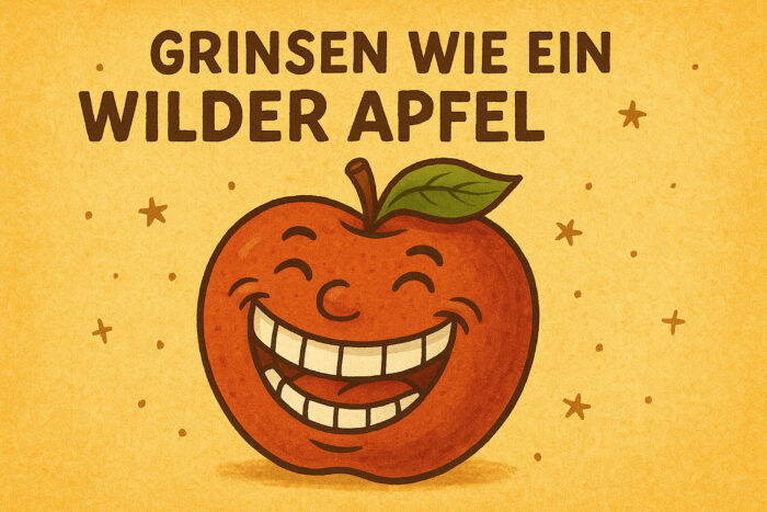 Illustration eines breit grinsenden Apfels